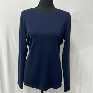 Talbots navy blue tee, long-sleeved, like new, 100% Pima cotton, size La…
